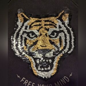 Mango kids black tiger sequin sweater. Size 5T